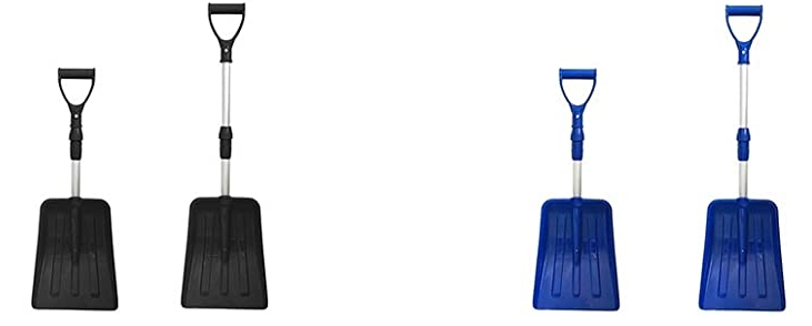 MTB Portable Snow Shovel for Car, Pack of 2 Sets, Blue, with Extendable Aluminum Handle